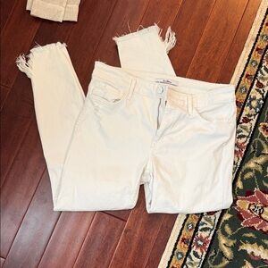 Sam Edelman White “The Kitten” Jeans with Frayed Hem